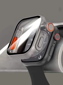 1件硬屏幕保護殼，附有強化玻璃（酷炫款極致保護殼），適用於Apple Watch 40mm/41mm/44mm/45mm，薄型耐用保護殼，適用於Apple Watch 8/7/6/5/4/SE - 銀色 - 查看 1