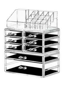 3pcs Clear Makeup Drawer Organizer - White - View 3