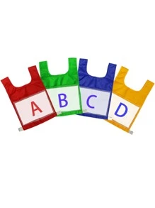 比賽背心運動背心遊戲背心輕便可摺疊數字和字母印花背心，適用於學生、教師和教練 - 藍色 - 查看 1
