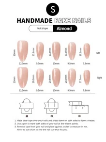 Get Romantic With10pcs Almond Size S Medium Length Simple Nude Color Long Press On Nails Full Cover Handmade False Nail For Women And Girls Nail Supplies - Dusty Pink - View 2