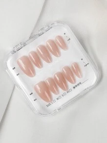 Get Romantic With10pcs Almond Size S Medium Length Simple Nude Color Long Press On Nails Full Cover Handmade False Nail For Women And Girls Nail Supplies - Dusty Pink - View 5