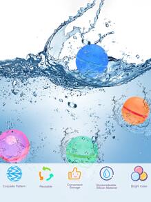 12入組可重複使用的水彈,矽膠自封水球,快速加水軟質水炸彈,適用於戶外夏季濺水派對,水戰遊戲 - 彩色 - 查看 5