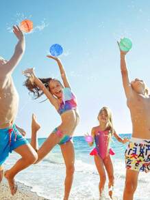 12入組可重複使用的水彈,矽膠自封水球,快速加水軟質水炸彈,適用於戶外夏季濺水派對,水戰遊戲 - 彩色 - 查看 6