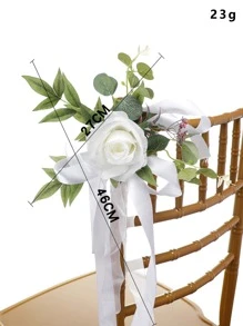 1 bó hoa giả trang trí ghế cưới ngoài trời, bó hoa phong cách Mori dùng để chụp ảnh và trang trí - trắng - Xem 5