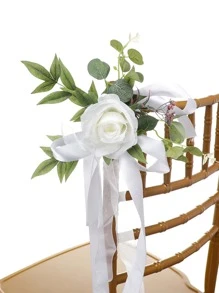 1 bó hoa giả trang trí ghế cưới ngoài trời, bó hoa phong cách Mori dùng để chụp ảnh và trang trí - trắng - Xem 1