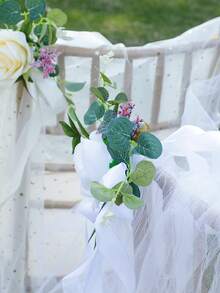 1 bó hoa giả trang trí ghế cưới ngoài trời, bó hoa phong cách Mori dùng để chụp ảnh và trang trí - trắng - Xem 4