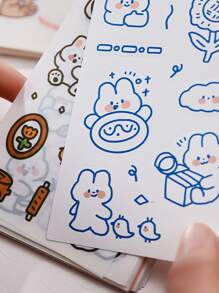 1入組可愛兔子設計寵物+紙剪貼簿貼紙書
