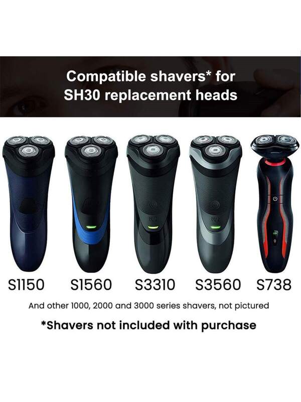 SH30 Replacement Heads for Philips Norelco Shaver Series 3000, 2000