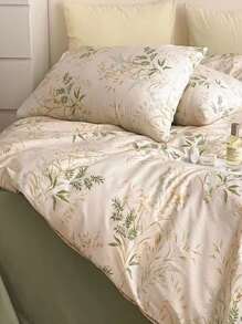 3pcs Leaf Pattern Soft Comfortable Duvet Cover Set - Mint Green - View 11