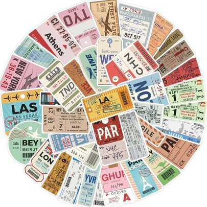 40pcs Boarding Pass Stickers, Suitable For Guitar, Skateboard, Water Bottle, Bumper, Helmet, Skis, Laptop, Phone Case, Refrigerator, Luggage, Motorcycle, Car Accessories, Toys, Can Be Used As Gifts