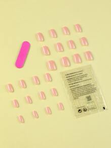 24 件法式长方形指甲裸色晕染 3D 镜面星空鳄鱼图案按压指甲水晶指甲假指甲美甲套装可拆卸全覆盖持久耐用包括 1 片粘性标签和 1 个迷你锉刀非常适合日常佩戴美甲用品指甲 - 珊瑚粉 - 查看 2