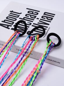 3入組隨機色樹脂花,心形釘珠和珍珠裝飾合成纖維髮辮適合女孩 - 彩色 - 查看 4