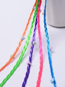 3入組隨機色樹脂花,心形釘珠和珍珠裝飾合成纖維髮辮適合女孩 - 彩色 - 查看 6