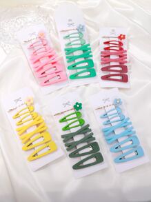 7pcs Yellow Color Cute Girly Solid Color Barrette Hair Accessories - Yellow - View 1