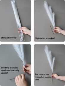 1pc Artificial 5-Prong Feather Plant, 9 Colors, Decoration Matching Flowers & Foliage For Weddings, Holidays, Parties, Outdoor Events, 65cm Height - Grey - View 4