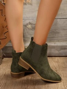 Giày Chelsea Boot Nữ Plus Size Size 43 Mũi Nhọn, Giày Bốt Anh Cho Mùa Thu/Đông - xanh quân đội - Xem 6