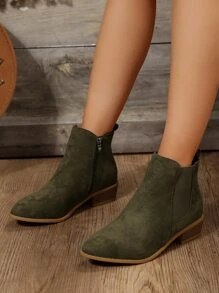 Giày Chelsea Boot Nữ Plus Size Size 43 Mũi Nhọn, Giày Bốt Anh Cho Mùa Thu/Đông - xanh quân đội - Xem 1