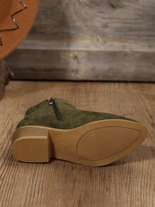 Giày Chelsea Boot Nữ Plus Size Size 43 Mũi Nhọn, Giày Bốt Anh Cho Mùa Thu/Đông - xanh quân đội - Xem 8