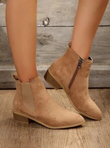 Women's Large Size 43 Chelsea Boots With Pointed Toe, British Style - Brown - View 1