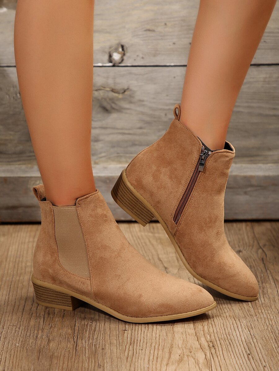 Women's Large Size 43 Chelsea Boots With Pointed Toe, British Style - Brown - View 1