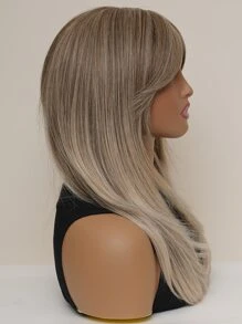 魅力化纖耐熱假髮蝴蝶形長直髮分層假髮金色 26 英寸帶劉海假髮髮根棕色，日常女式派對裝自然髮 - 彩色 - 查看 6