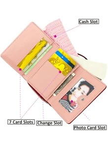 Women's Wallet Foldable Card Wallet Short Fashion Heart Embroidery Coin Purse Mini Thin Lightweight Multi Layer Zipper ID Card Money Credit Card Minimalist Fashion Modern Business Anniversary On Valentine Day For Birthday Gift Couple Women Lady Female Girls Gift Gift Bag Present Heart Purse Hot Pink Purse School Supplies Teacher Gifts Back To School - Beige - View 4