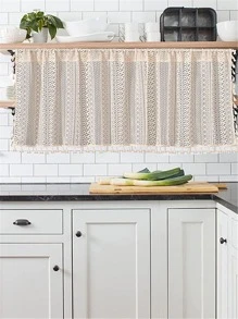 1 Miếng Xu hướng: Cắt giảm Ren Cà phê Rèm Đối với Phòng bếp Bồn rửa chén Tủ , Cửa sổ , Chống bụi - Màu be - Xem 2