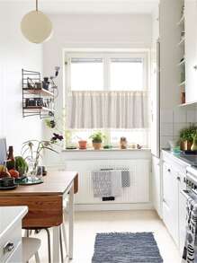 1 Miếng Xu hướng: Cắt giảm Ren Cà phê Rèm Đối với Phòng bếp Bồn rửa chén Tủ , Cửa sổ , Chống bụi - Màu be - Xem 3