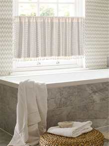 1 Miếng Xu hướng: Cắt giảm Ren Cà phê Rèm Đối với Phòng bếp Bồn rửa chén Tủ , Cửa sổ , Chống bụi - Màu be - Xem 5