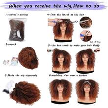 14英寸黃色漸層短捲髮假髮帶劉海小卷女士合成纖維頭髮耐熱替代品假髮時尚炸彈卷假髮 - 黃色 - 查看 9