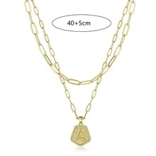 1 Miếng Năm cánh Ngôi sao Hai lớp Chữ cái Vòng cổ mặt dây chuyền Đối với phụ nữ , Đúng mốt Đồ trang sức Qủa tặng - Vàng - Xem 8