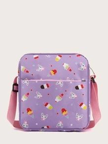 3pcs/set Fashionable Ice Cream Pattern Backpack With Crossbody Bag And Coin Purse - Purple - View 4