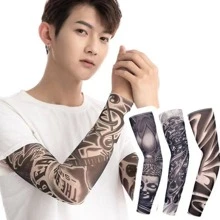 1入組無縫，快乾，防曬，紋身印花，冰袖戶外騎行，釣魚，登山，時尚，旅行臂套，隨機顏色/款式 - 彩色 - 查看 1