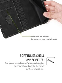 keyunfei 1 chiếc ốp lưng điện thoại gập chống rơi màu đen có khe đựng thẻ, tương thích với Apple 15 14 11 12 13 Pro Max/ Tương thích với Galaxy A54/ Tương thích với Honor X9A 12/ Tương thích với Redmi Note 12/ Tương thích với Pixel 7/ Tương thích với Realme C11/ Tương thích với OPPO Reno 5 Lite/ Tương thích với Nord N100, phiên bản quốc tế, không phải phiên bản nội địa. - màu đen - Xem 7