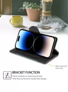 keyunfei 1 chiếc ốp lưng điện thoại gập chống rơi màu đen có khe đựng thẻ, tương thích với Apple 15 14 11 12 13 Pro Max/ Tương thích với Galaxy A54/ Tương thích với Honor X9A 12/ Tương thích với Redmi Note 12/ Tương thích với Pixel 7/ Tương thích với Realme C11/ Tương thích với OPPO Reno 5 Lite/ Tương thích với Nord N100, phiên bản quốc tế, không phải phiên bản nội địa. - màu đen - Xem 5