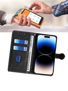 keyunfei 1 chiếc ốp lưng điện thoại gập chống rơi màu đen có khe đựng thẻ, tương thích với Apple 15 14 11 12 13 Pro Max/ Tương thích với Galaxy A54/ Tương thích với Honor X9A 12/ Tương thích với Redmi Note 12/ Tương thích với Pixel 7/ Tương thích với Realme C11/ Tương thích với OPPO Reno 5 Lite/ Tương thích với Nord N100, phiên bản quốc tế, không phải phiên bản nội địa. - màu đen - Xem 8