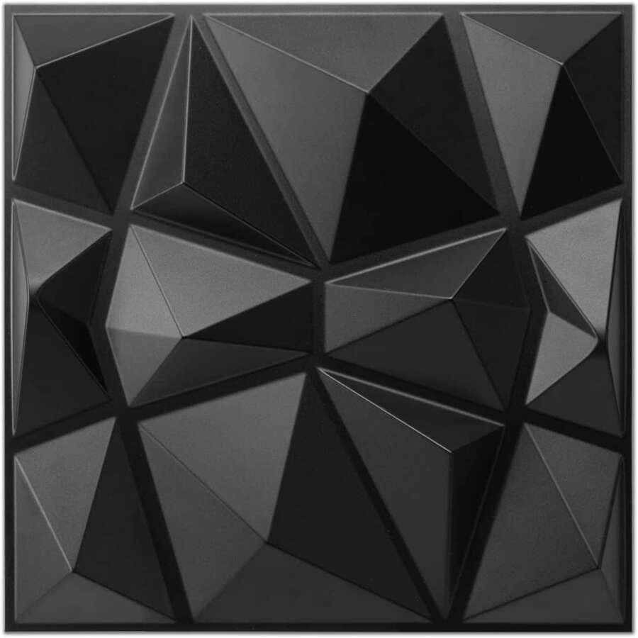 1片/10片/20片/30片/40片/50片 3D鑽石設計3D牆貼，耐火耐磨牆板，30x30cm 啞光黑與白，DIY家居牆面裝飾