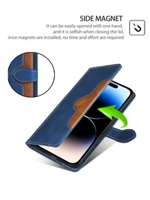 keyunfei 1入藍色磁扣式卡片收納錢包翻蓋手機殼，適用於Apple 15 14 13 12 11 Pro MAX，Galaxy A14，P20 Lite，11T，Redmi Nore 9s，Pixel 6a，Realme C11，OPPO RENO 5 LITE，OnePlus Nord CE 2 5G，Honor X7A 4G，NOKIA C32 - 藍色 - 查看 6