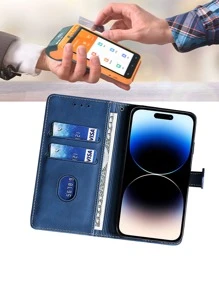 keyunfei 1入藍色磁扣式卡片收納錢包翻蓋手機殼，適用於Apple 15 14 13 12 11 Pro MAX，Galaxy A14，P20 Lite，11T，Redmi Nore 9s，Pixel 6a，Realme C11，OPPO RENO 5 LITE，OnePlus Nord CE 2 5G，Honor X7A 4G，NOKIA C32 - 藍色 - 查看 8