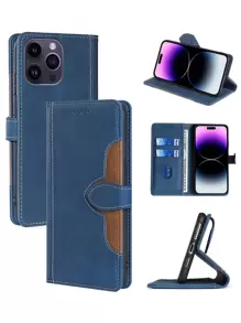 keyunfei 1入藍色磁扣式卡片收納錢包翻蓋手機殼，適用於Apple 15 14 13 12 11 Pro MAX，Galaxy A14，P20 Lite，11T，Redmi Nore 9s，Pixel 6a，Realme C11，OPPO RENO 5 LITE，OnePlus Nord CE 2 5G，Honor X7A 4G，NOKIA C32 - 藍色 - 查看 2
