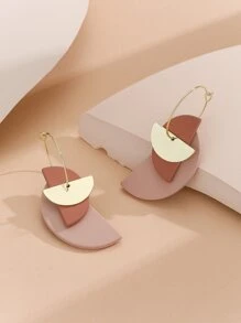 1對3入組半圓金屬和亞克力個性耳環帶水磨石質感紋理 - 咖啡 - 查看 1