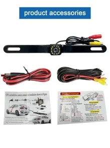 universal de coche respaldo cámara , CCD alta definición contrarrestar vista trasera estacionamiento 12 LED vision nocturna impermeable - Negro - Ver 7