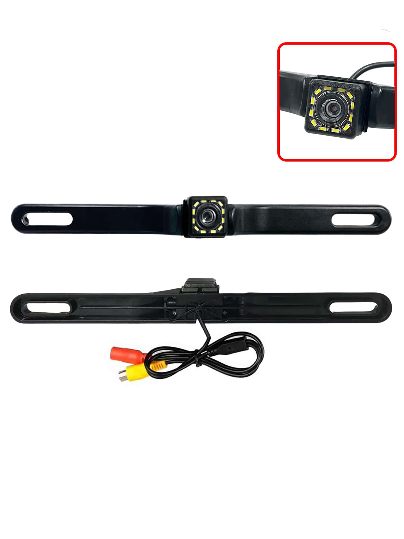 universal de coche respaldo cámara , CCD alta definición contrarrestar vista trasera estacionamiento 12 LED vision nocturna impermeable - Negro - Ver 1