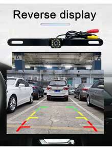 universal de coche respaldo cámara , CCD alta definición contrarrestar vista trasera estacionamiento 12 LED vision nocturna impermeable - Negro - Ver 5