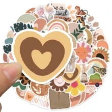 50入組復古美學貼紙,適用於吉他、滑板、水壺、保險槓、頭盔、雪板、筆記型電腦、手機殼、電冰箱門、行李、摩托車、汽車配件、玩具等贈品