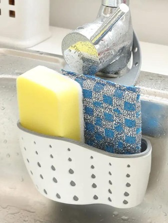 Thickened Faucet Storage Hanging Basket, Adjustable Buckle Bathroom Storage Hanging Bag, Sink Shelf Organizer