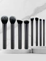High-Quality 8pcs/Set Black Glossy Professional Makeup Brush Tool Kit Including Powder, Blush, Contouring, Eyeshadow, Highlighter Brush With Material For Impeccable Makeup Look,Brush Set,Makeup Brush Kit,Make Up Brush Set,Make Up Set Complete,Makeup Brush Set,Complete Makeup Kit,Brush Kit,Brushes Makeup Set,Makeup Gift Set,Giveaways,Professional Makeup Brushes,Complete Makeup Set