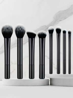 High-Quality 8pcs/Set Black Glossy Professional Makeup Brush Tool Kit Including Powder, Blush, Contouring, Eyeshadow, Highlighter Brush With  Material For Impeccable Makeup Look,Brush Set,Makeup Brush Kit,Make Up Brush Set,Make Up Set Complete,Makeup Brush Set,Complete Makeup Kit,Brush Kit,Brushes Makeup Set,Makeup Gift Set