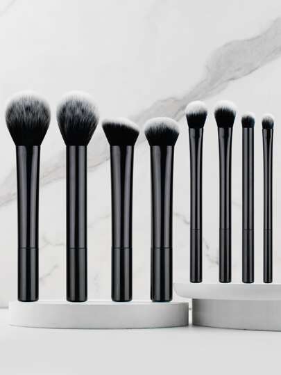 High-Quality 8pcs/Set Black Glossy Professional Makeup Brush Tool Kit Including Powder, Blush, Contouring, Eyeshadow, Highlighter Brush With Material For Impeccable Makeup Look,Brush Set,Makeup Brush Kit,Make Up Brush Set,Make Up Set Complete,Makeup Brush Set,Complete Makeup Kit,Brush Kit,Brushes Makeup Set,Makeup Gift Set,Giveaways,Professional Makeup Brushes,Complete Makeup Set