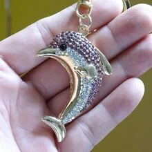 時尚海豚形狀包吊墜裝飾的帶水鑽 - 紫色 - 查看 3